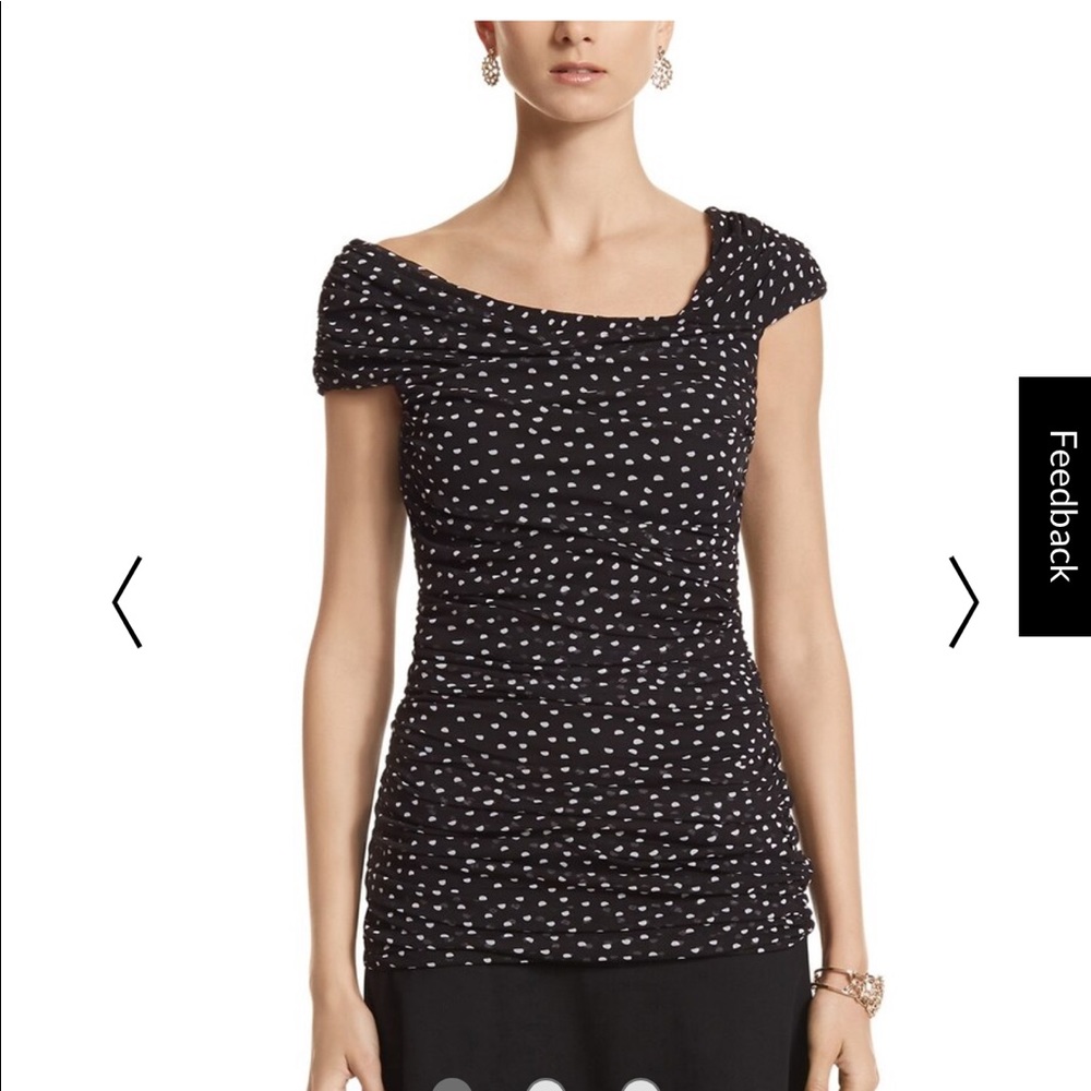 WHBM Polka dot mesh knit top